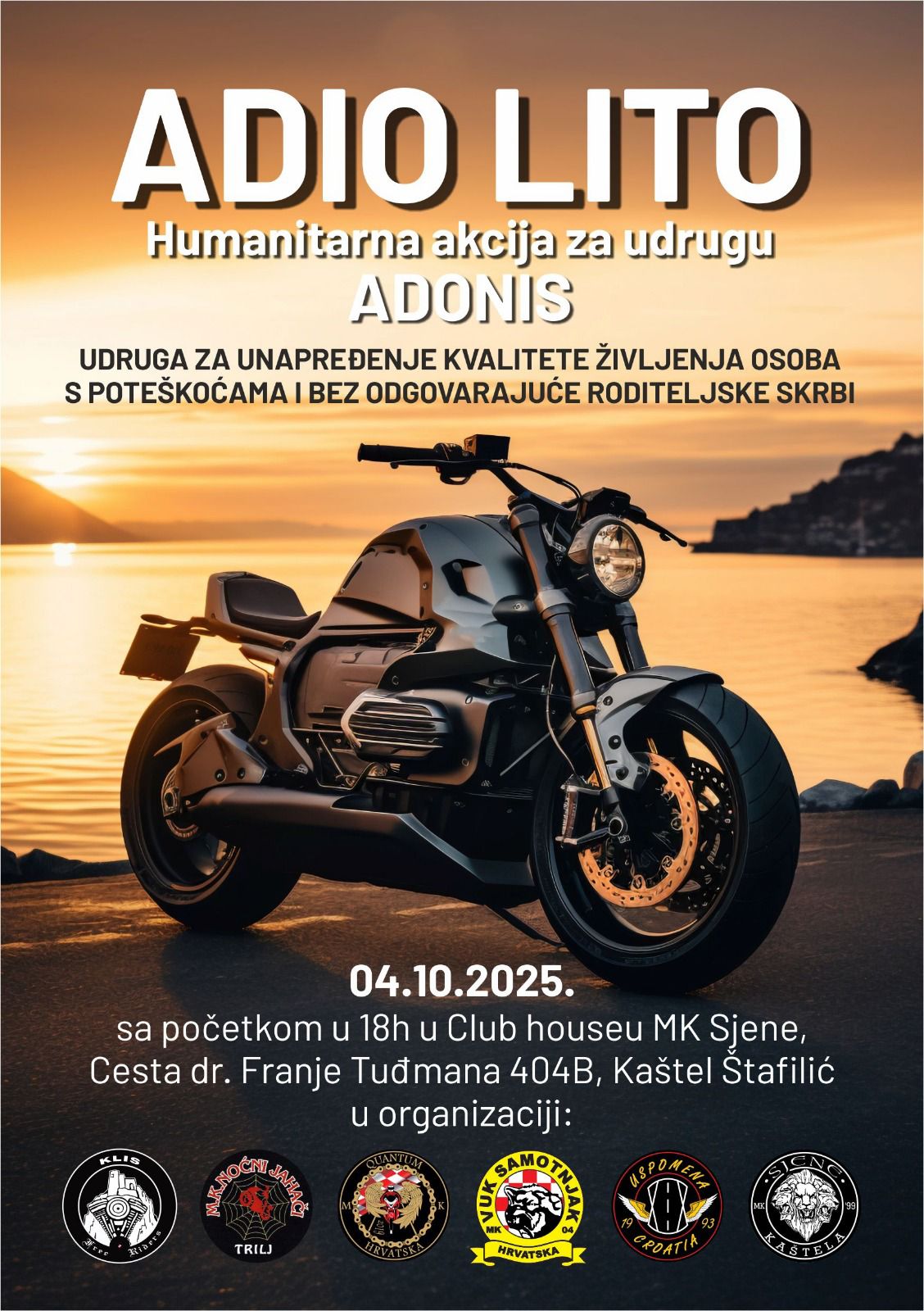 Poster humanitarne akcije Adio lito za HU Adonis